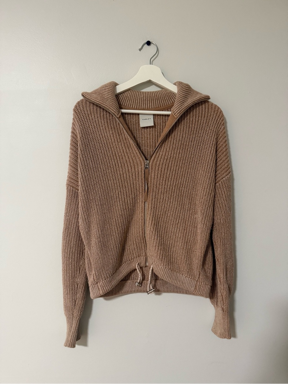 Varley Knit Zip cardigan  in Taupe Brown